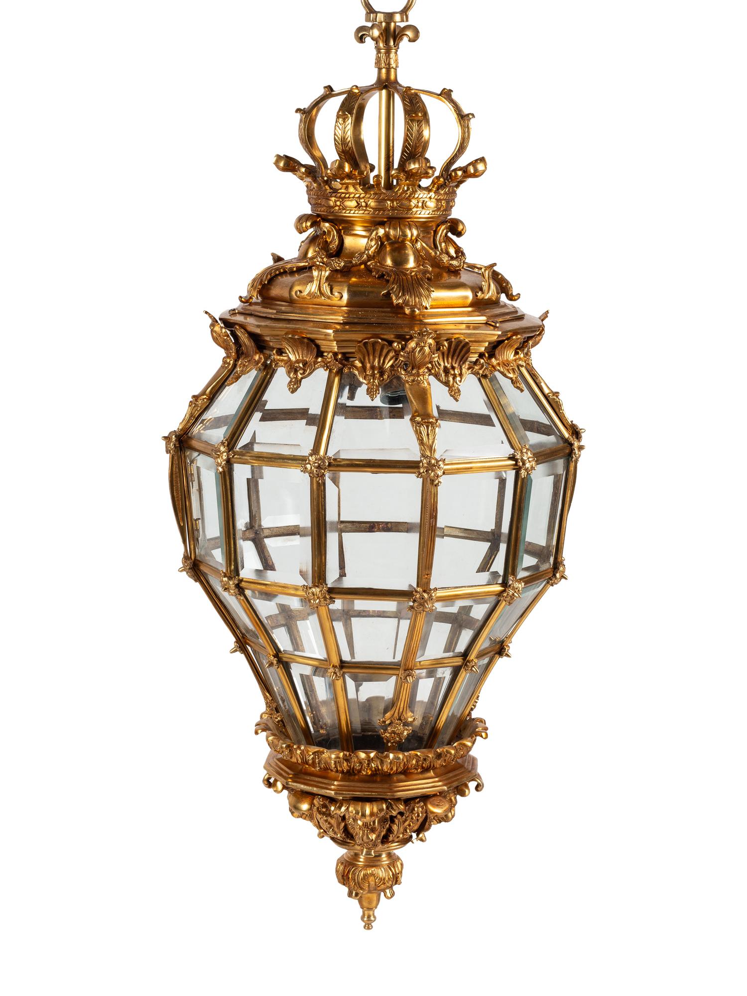 A Pair of Continental Gilt Bronze Hall Lanterns