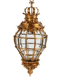 A Pair of Continental Gilt Bronze Hall Lanterns