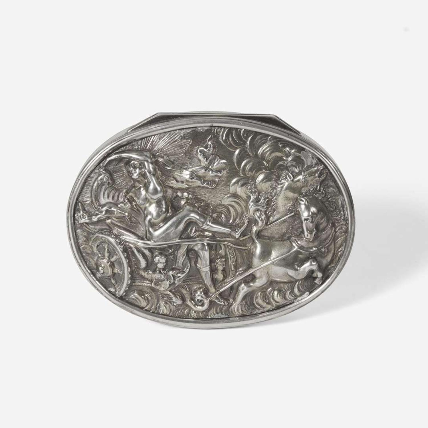 A group of five assorted sterling silver and silver-mounted boxes Various English and Continental makers, various dates ranging 1806-1924