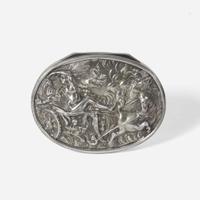 A group of five assorted sterling silver and silver-mounted boxes Various English and Continental makers, various dates ranging 1806-1924