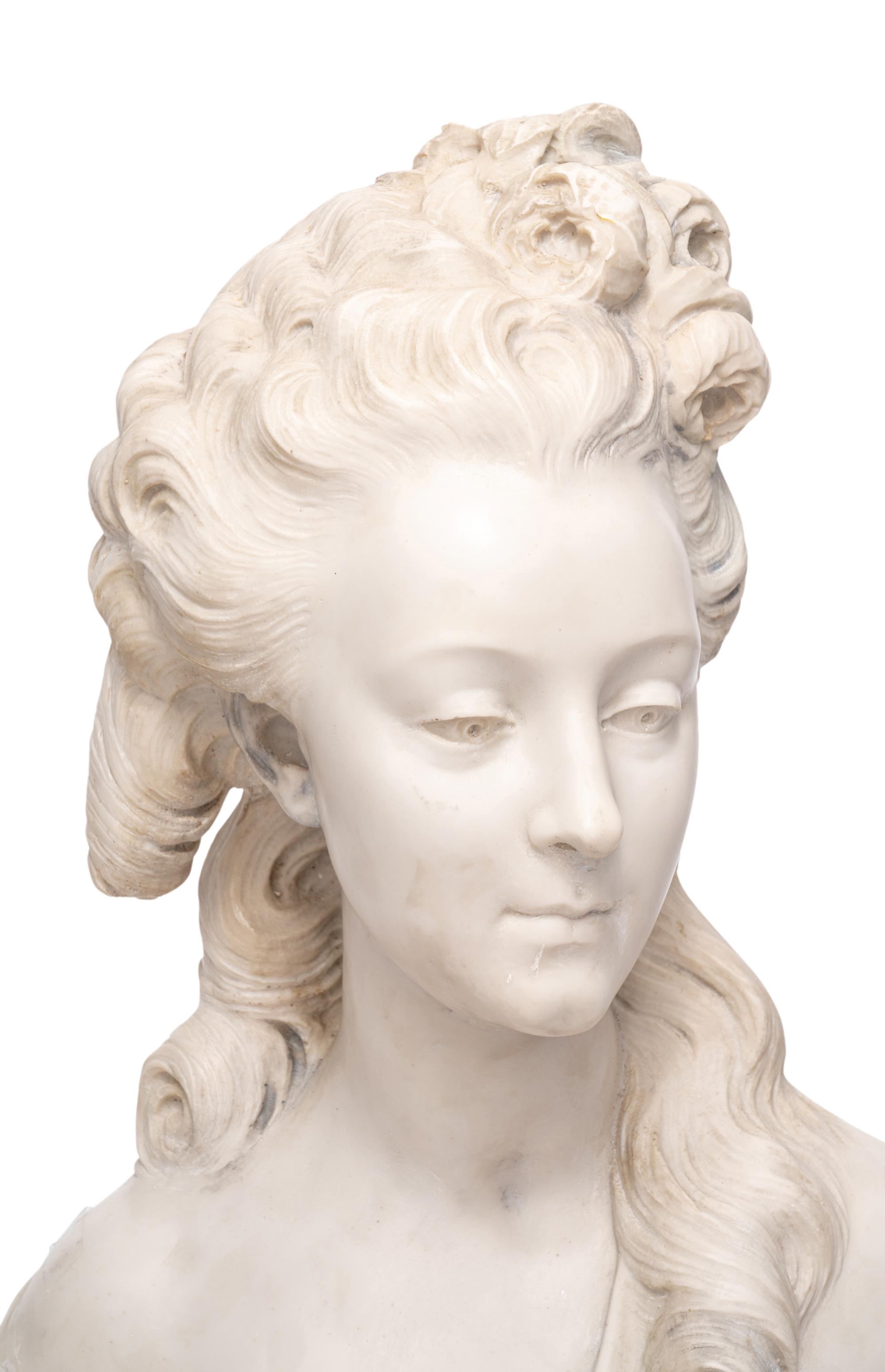 A Painted Composition Bust of a Young Woman After Jean-Jacques Cafffieri