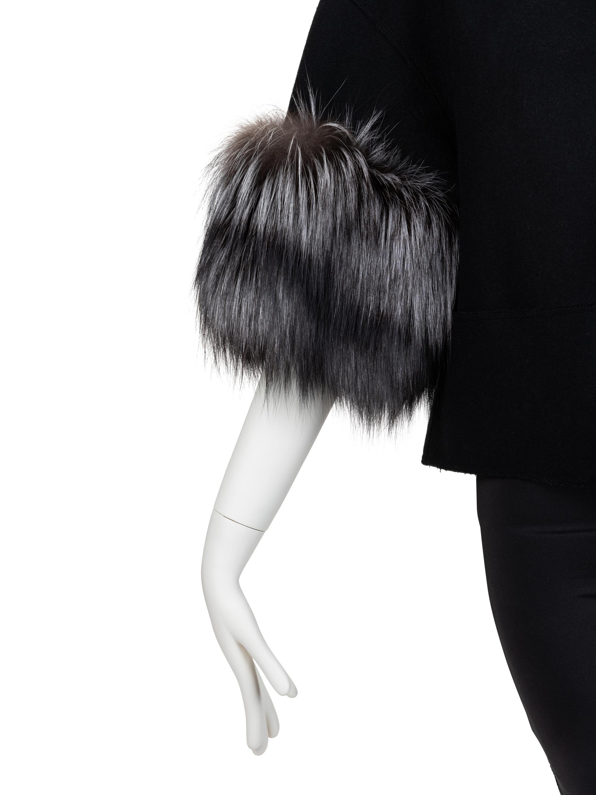 Carolina Herrera Wool Jacket with Fox Fur Cuffs