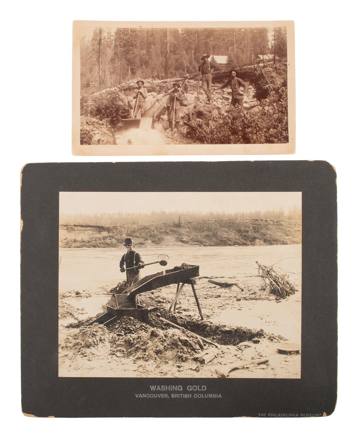 [WESTERN AMERICANA - MINING]. A group of 3 photographs of gold miners at work.