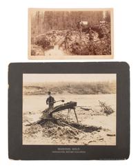[WESTERN AMERICANA - MINING]. A group of 3 photographs of gold miners at work.