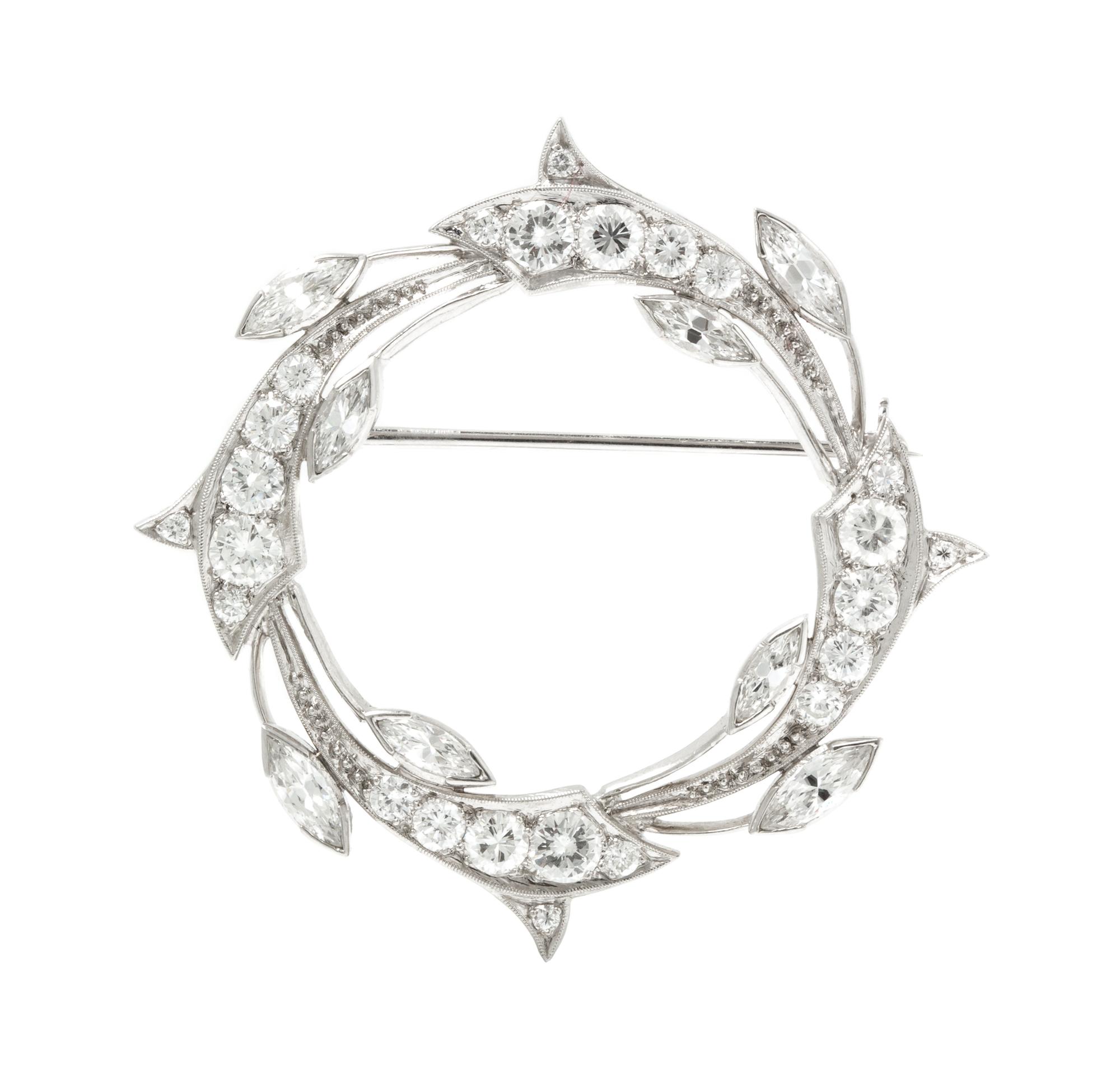 A Platinum and Diamond Circle Brooch, Circa 1950's, 6.60 dwts.