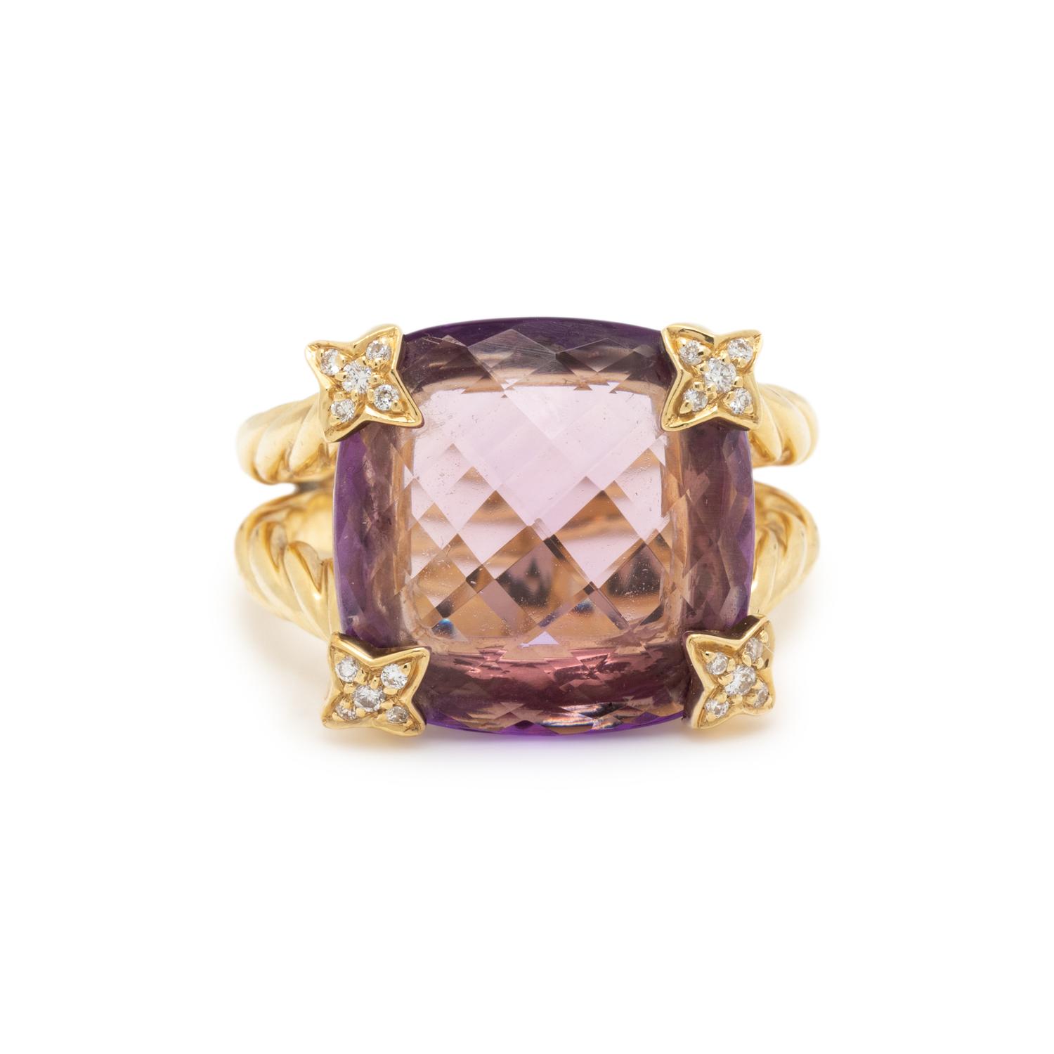 DAVID YURMAN, YELLOW GOLD, AMETHYST AND DIAMOND RING