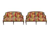 A Pair of Louis XVI Style Mahogany Settees