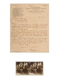 [EDUCATION]. WASHINGTON, Booker T. (1856-1915). ALS as Principal of Tuskegee Institute on school letterhead. 17 April 1913.