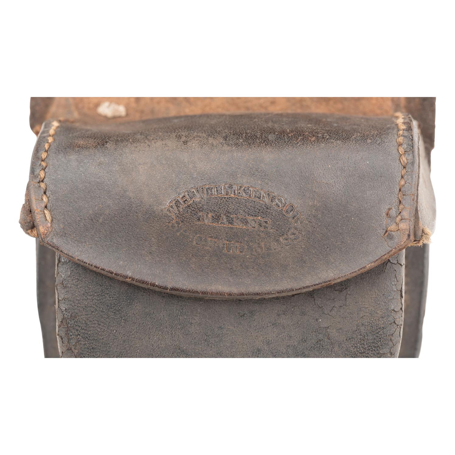 Group of Civil War Era Accoutrements: 2 Mann's Patent Cartridge Boxes, 2 Cap Pouches and 2 Carbine Socekts