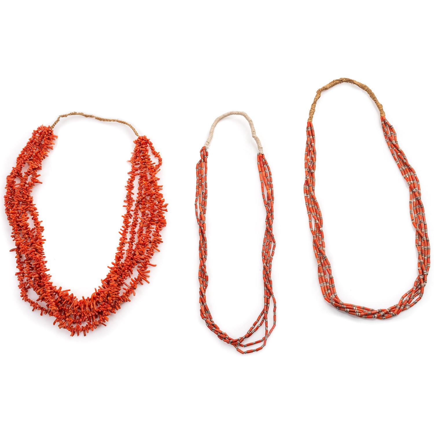 Pueblo Multi-Strand Coral Necklaces