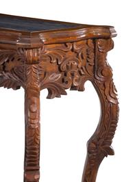 An Italian Carved Walnut Marble-Top Console Table