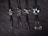 Zuni Inlaid Silver Bolo Ties