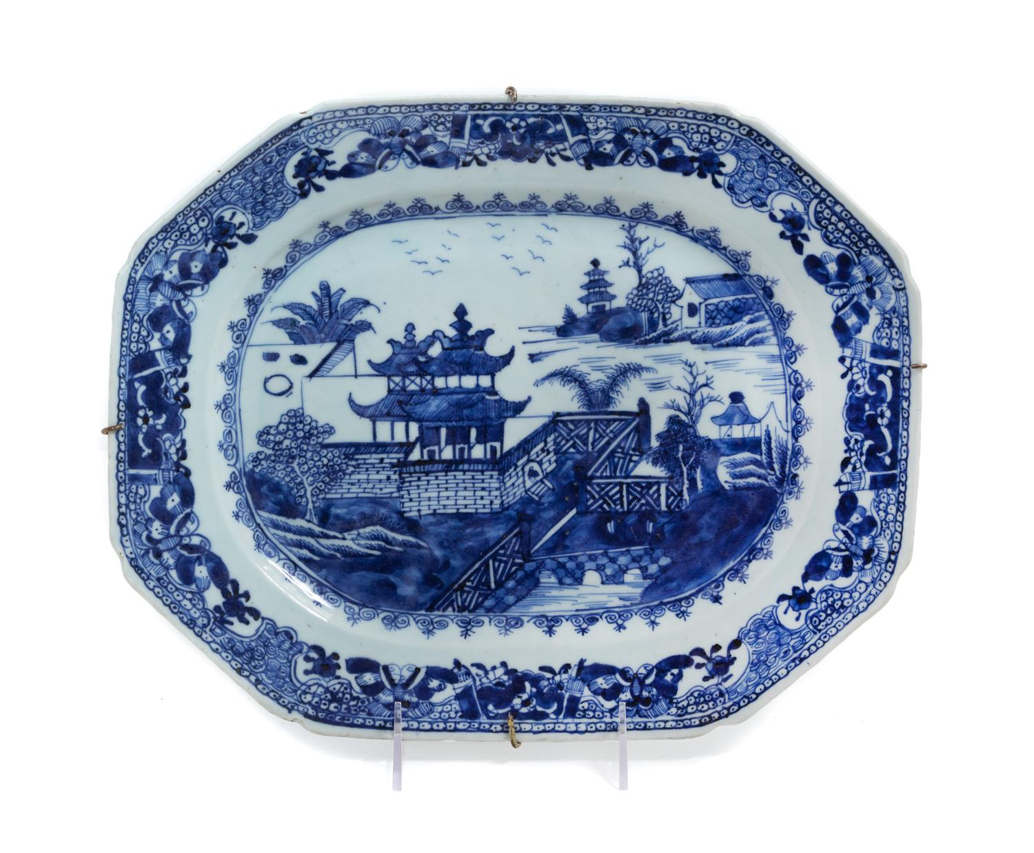 A Chinese Export Canton Blue and White Porcelain Soup Tureen Stand