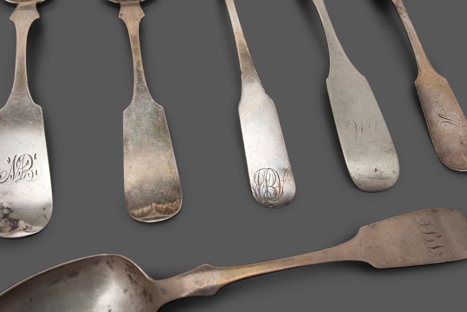 A Collection of Coin Silver Flatware
