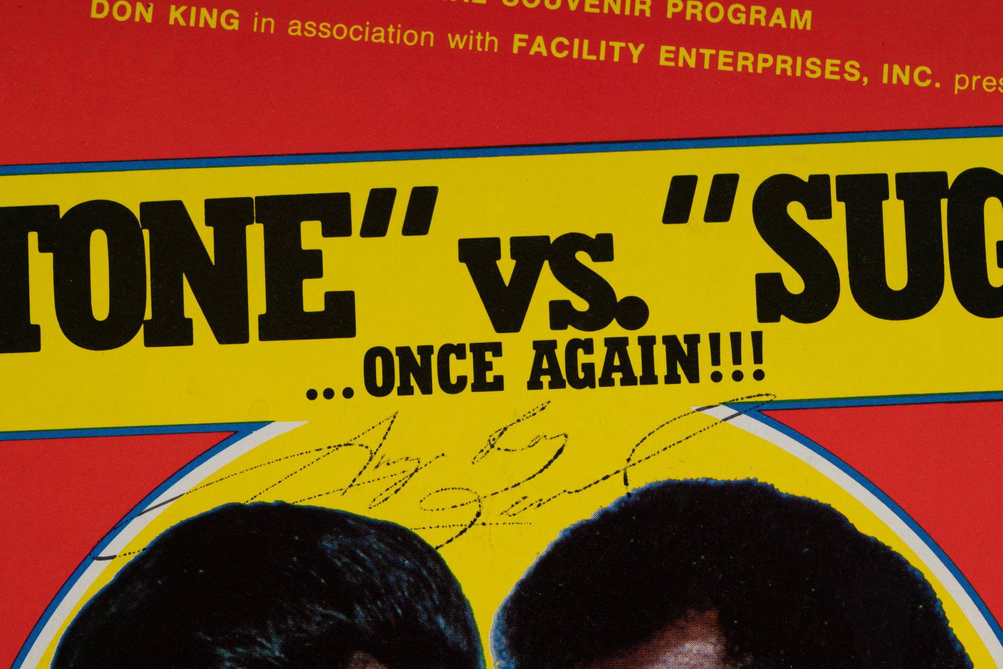 A 1980 Sugar Ray Leonard vs. Roberto Duran "No Mas" On Site Fight Program Signed by Leonard, Angelo Dundee and Don King,