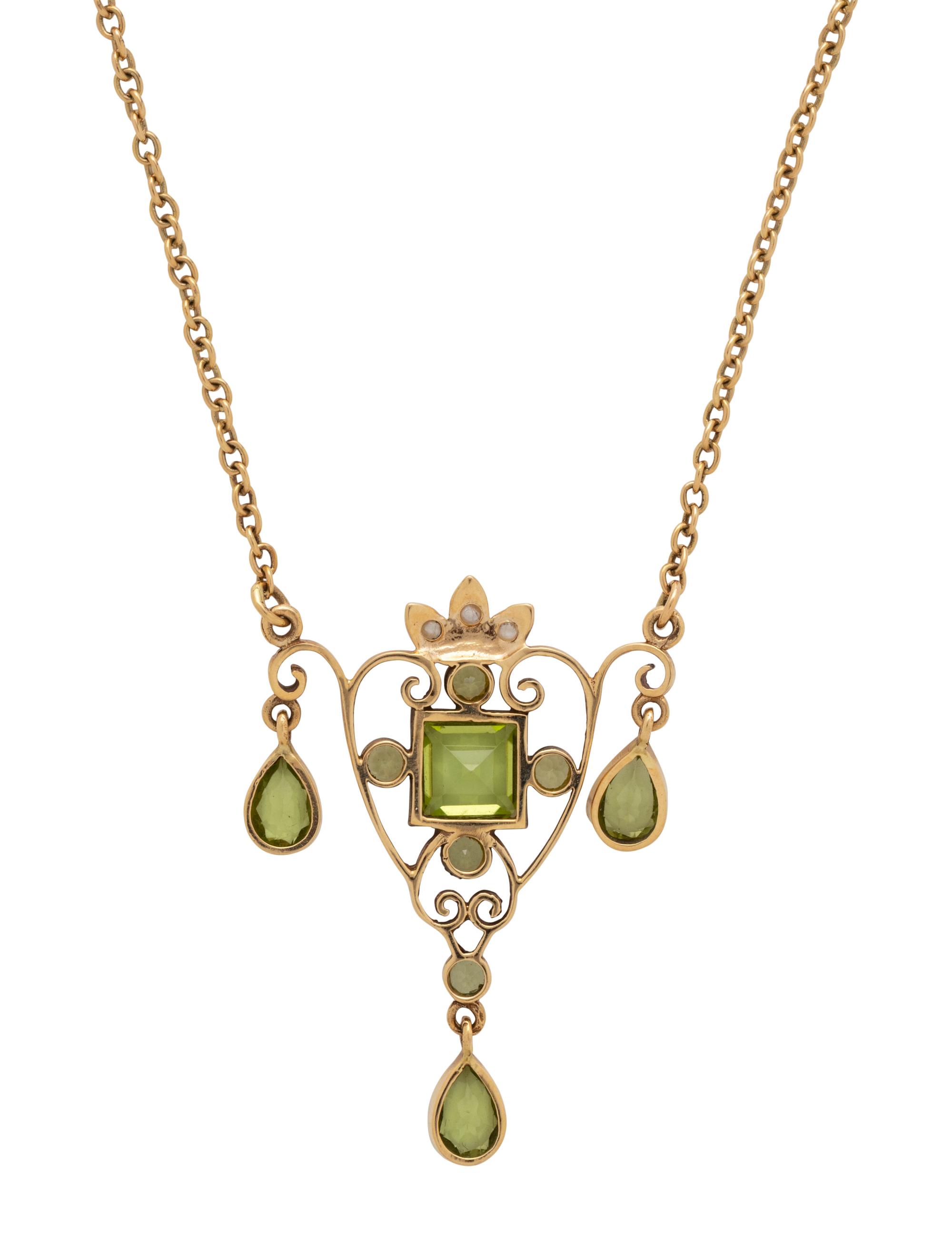 YELLOW GOLD AND PERIDOT NECKLACE