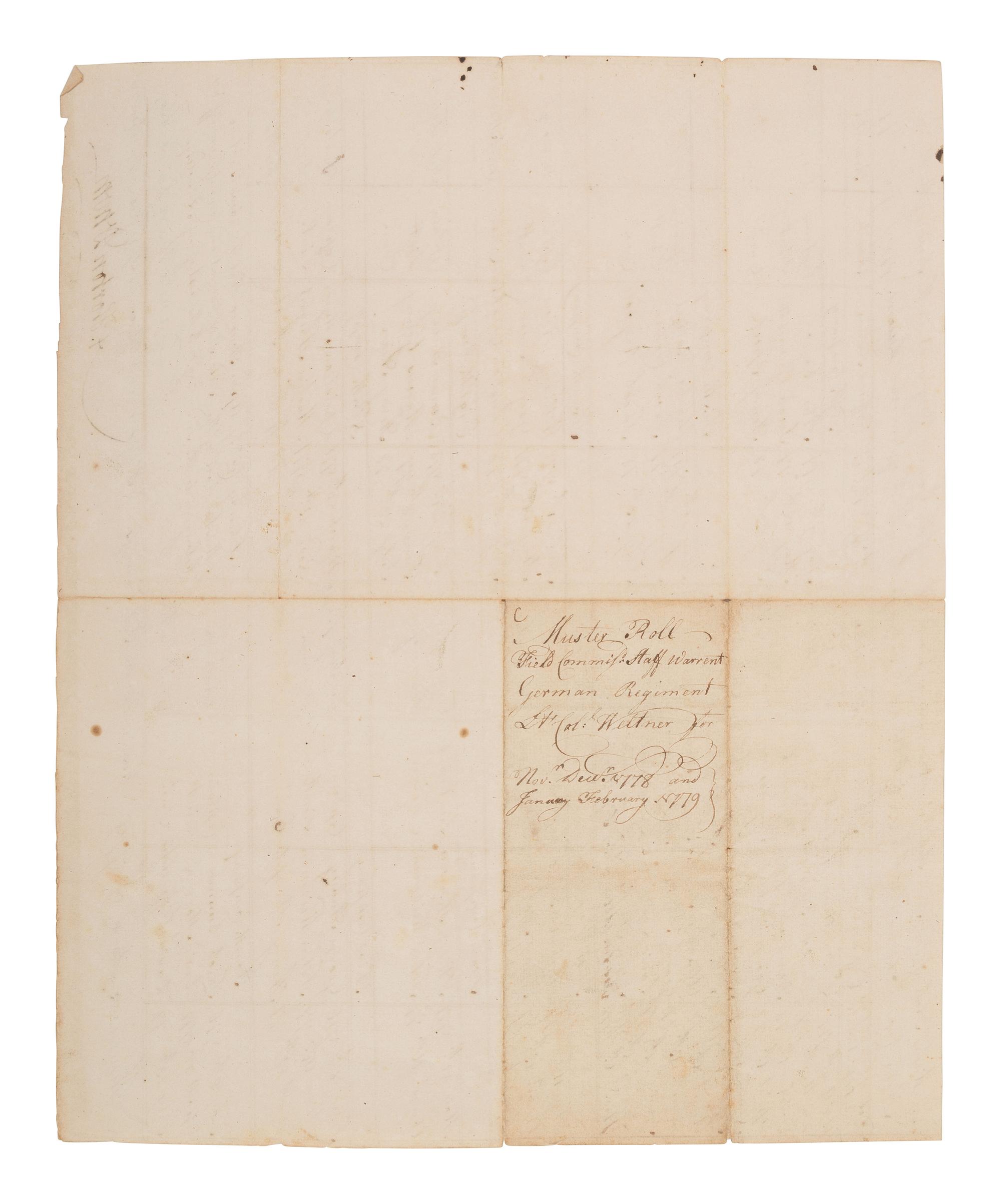 [REVOLUTIONARY WAR]. WELTNER, Lt. Col. Ludwig (1728-1789). Group of 3 rolls associated with the German Regiment of the Continental Army.