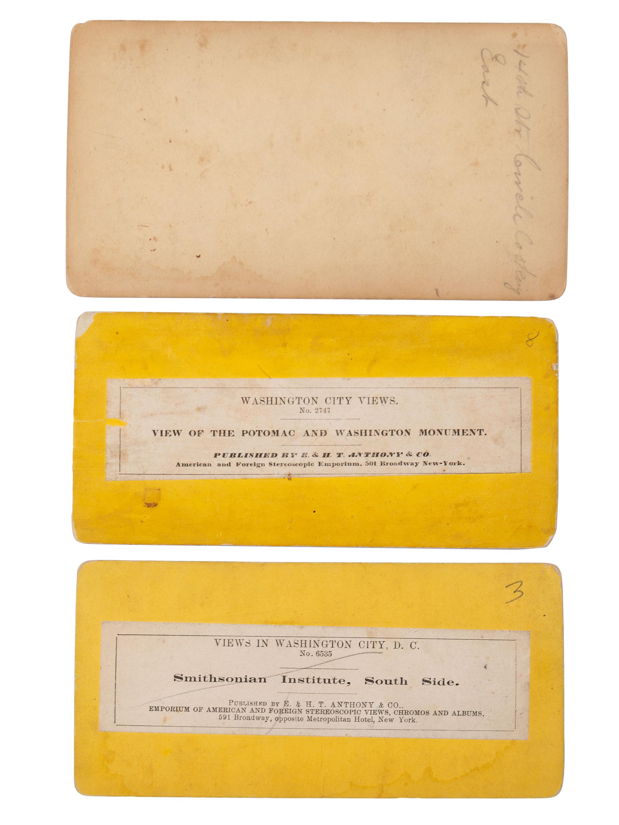 [EARLY PHOTOGRAPHY]. A group of approx. 95 stereoviews highlighted by images of US presidents, views in and around Washington, DC and Mount Vernon, and African American and female subjects.