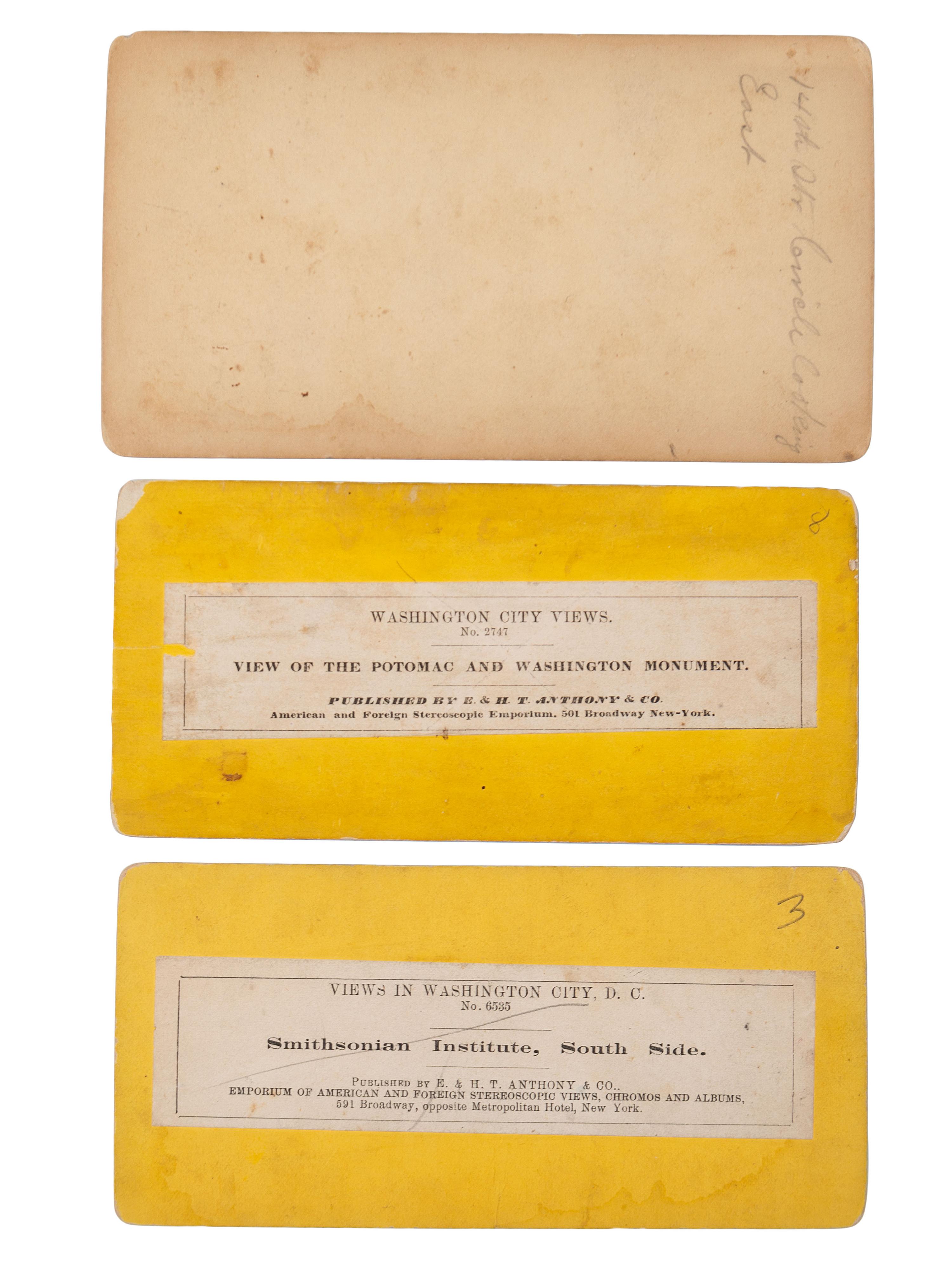 [EARLY PHOTOGRAPHY]. A group of approx. 95 stereoviews highlighted by images of US presidents, views in and around Washington, DC and Mount Vernon, and African American and female subjects.