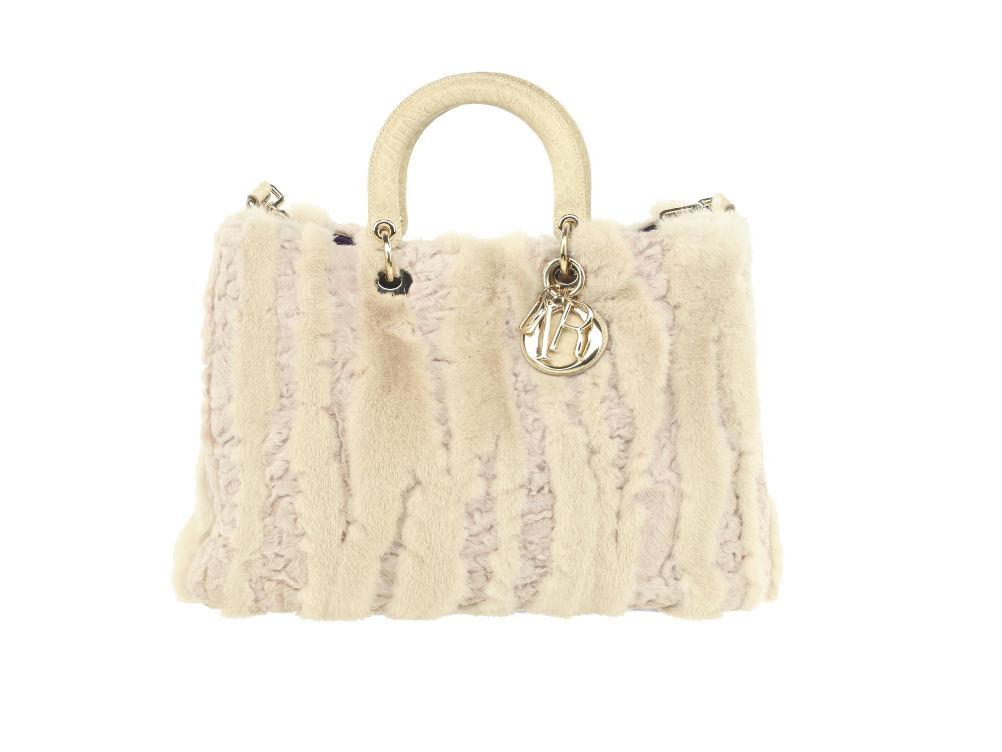 Christian Dior Curly Lamb and Mink Diorissimo Bag