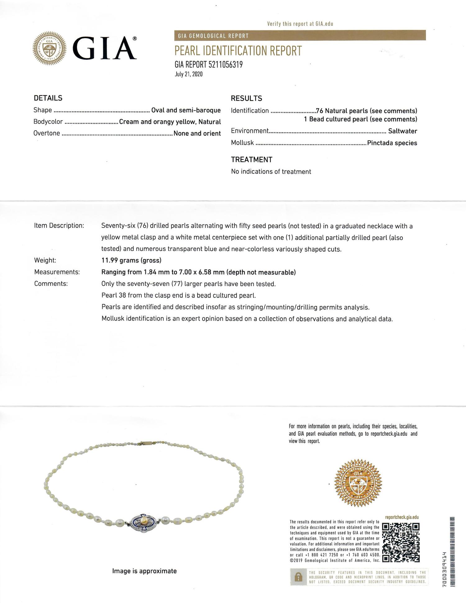 NATURAL PEARL AND DIAMOND NECKLACE