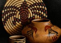 Three Works: Three Pottery Jars , Basket Tray with Two Jars and Two Pottery Jars