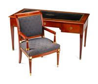 A Baltic Neoclassical Style Mahogany Desk and Chair