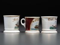 Three Boat Captain's Porcelain Occupational Shaving Mugs