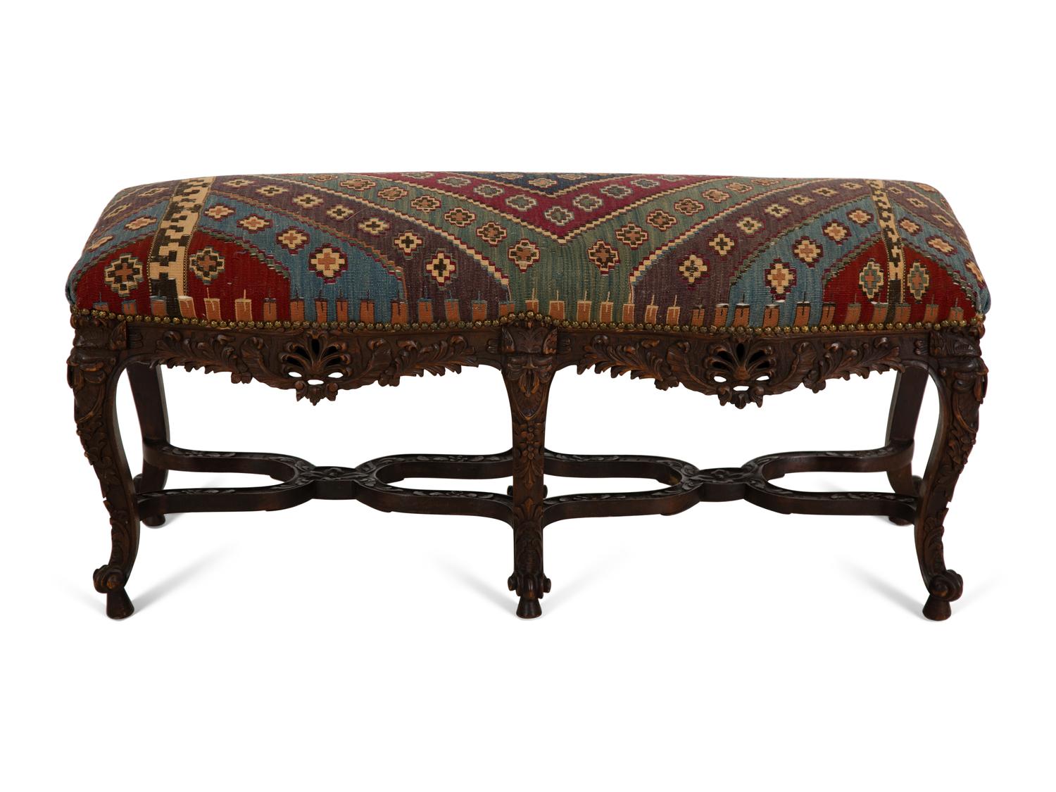 A Louis XV Style Carved Provincial Window Bench
