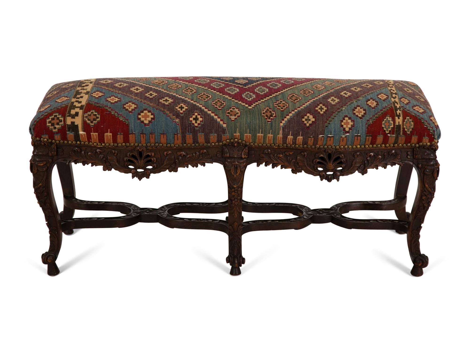 A Louis XV Style Carved Provincial Window Bench