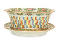 A Chinese Famille Rose Porcelain Basket and Underplate