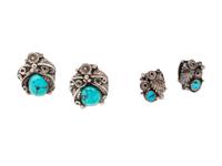 Silver and Turquoise Squash Blossom Necklace and Earring Set, PLUS
