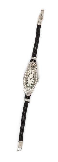 An Art Deco Platinum and Diamond Wristwatch, J.E. Caldwell,