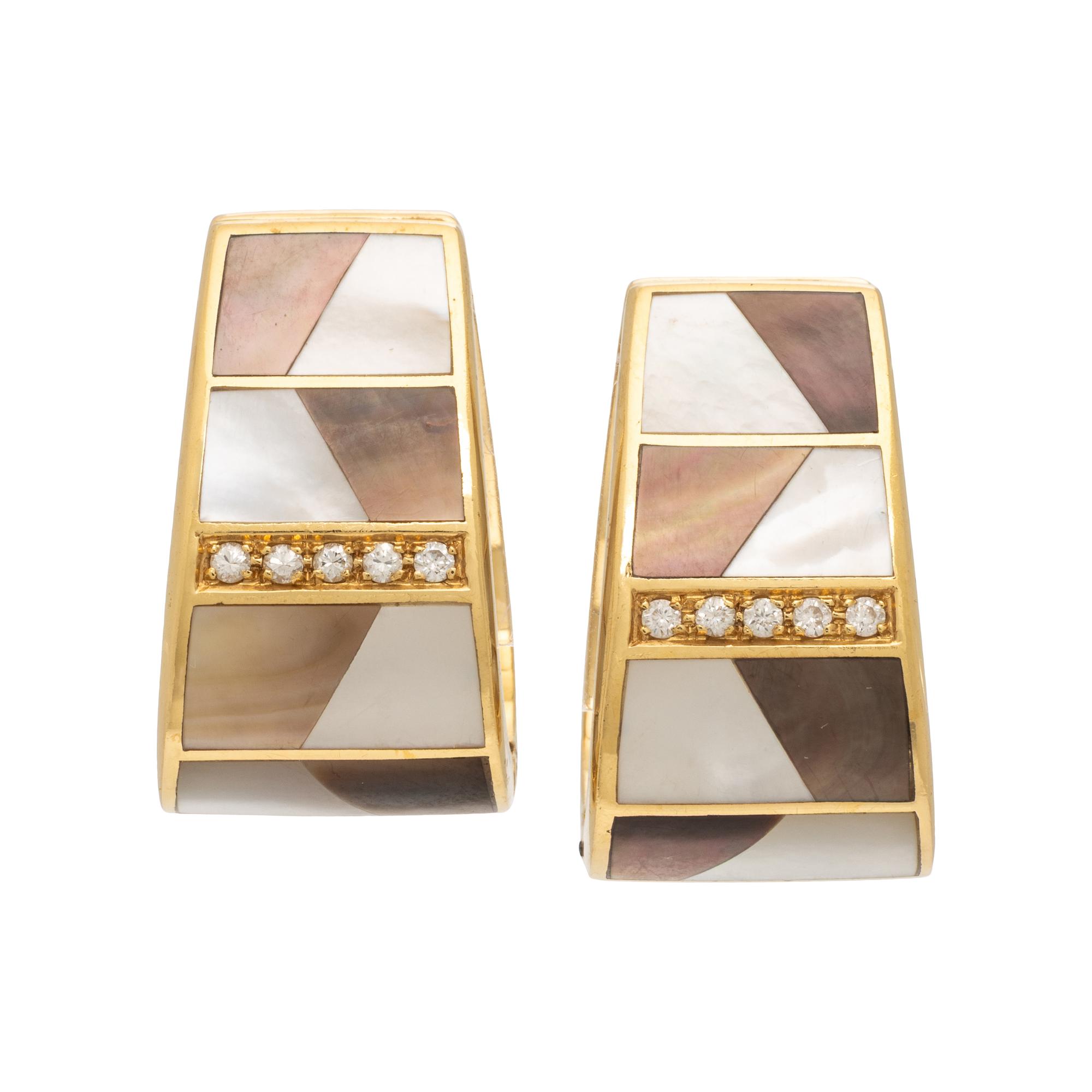 Mother-of-Pearl and Diamond Earrings