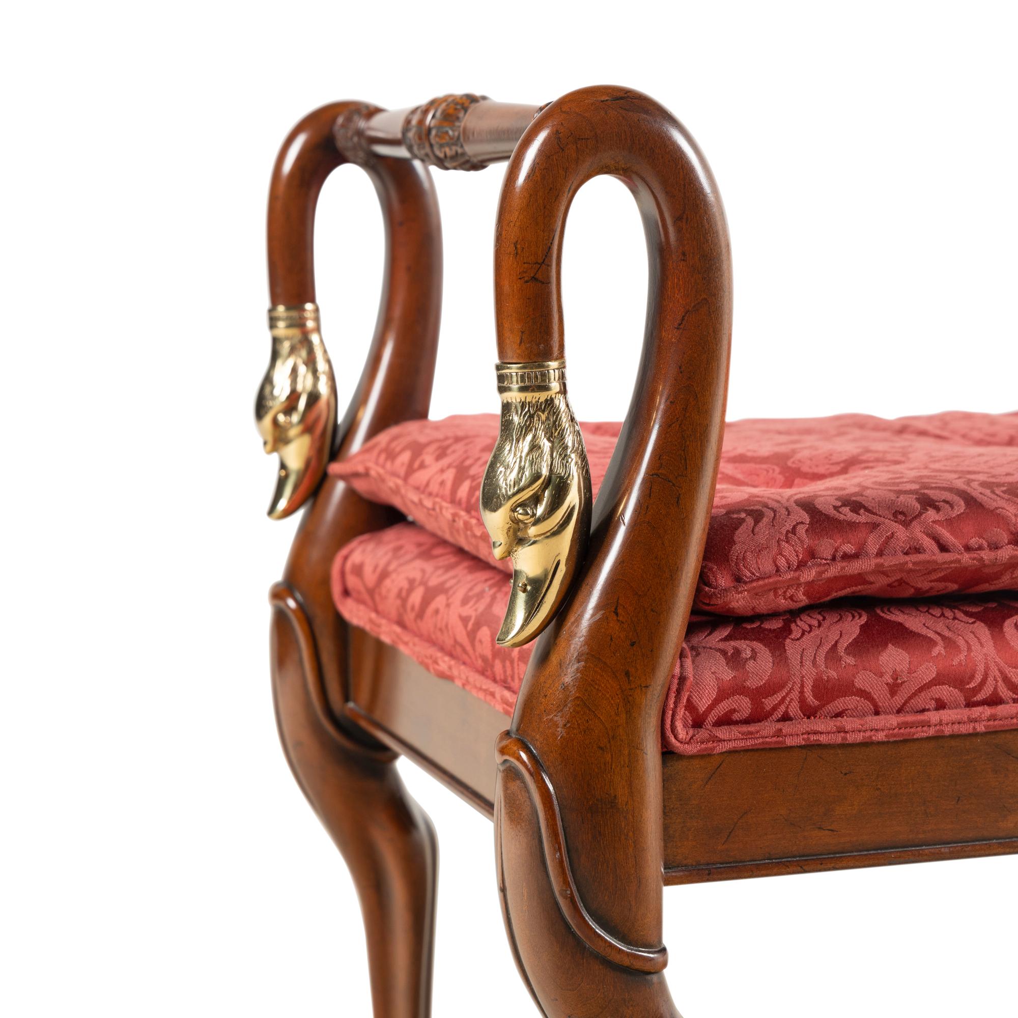 An Empire Style Walunt and Gilt-Metal Mounted Hall Bench