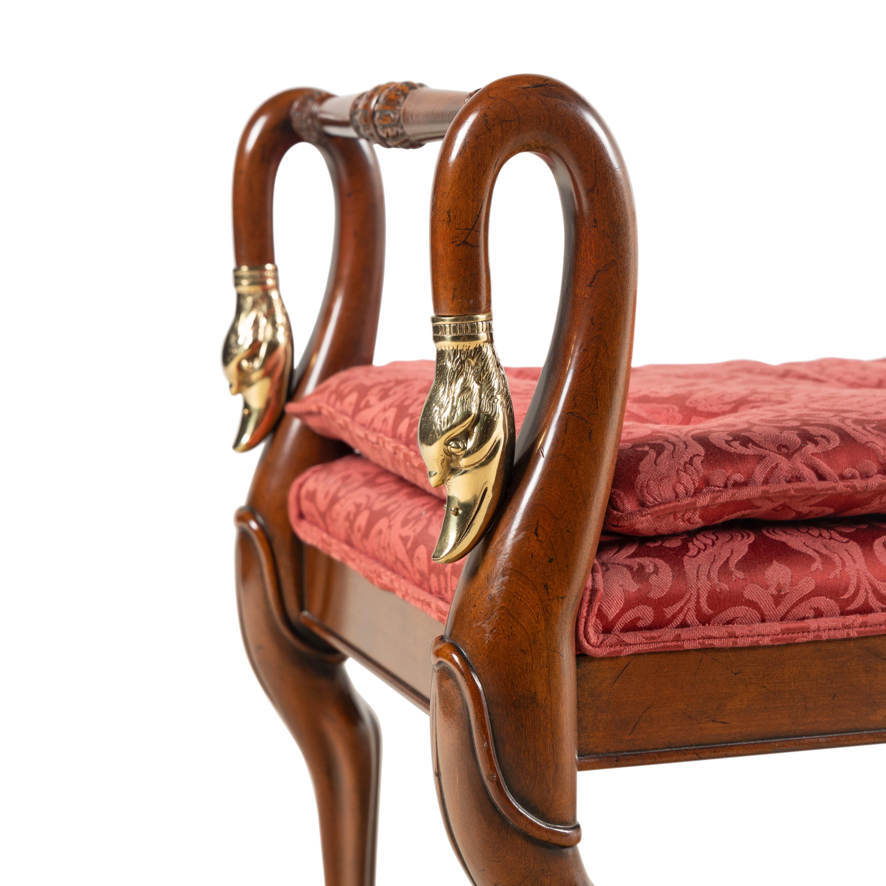 An Empire Style Walunt and Gilt-Metal Mounted Hall Bench