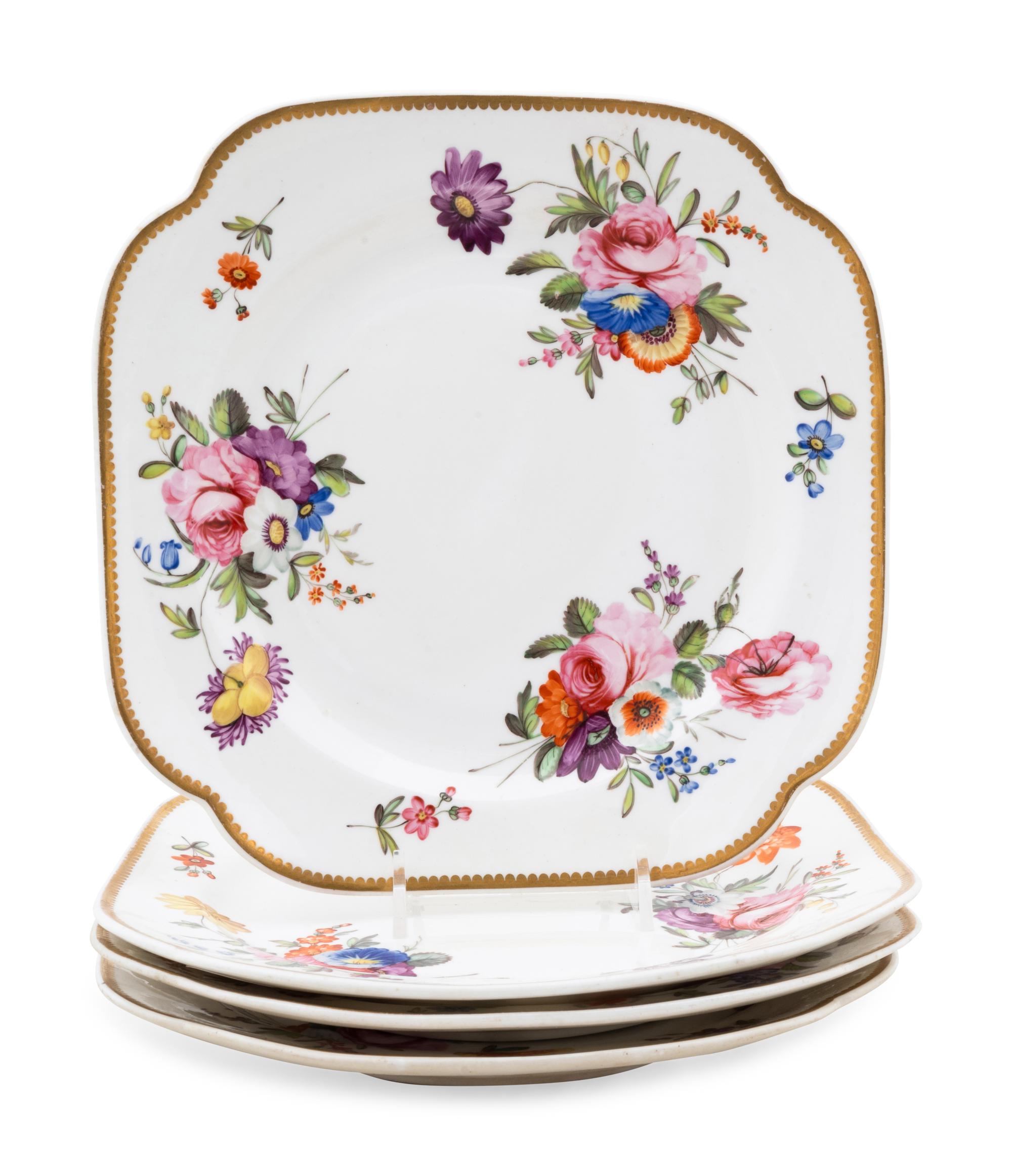 A Set of Four Spode Porcelain Dessert Plates