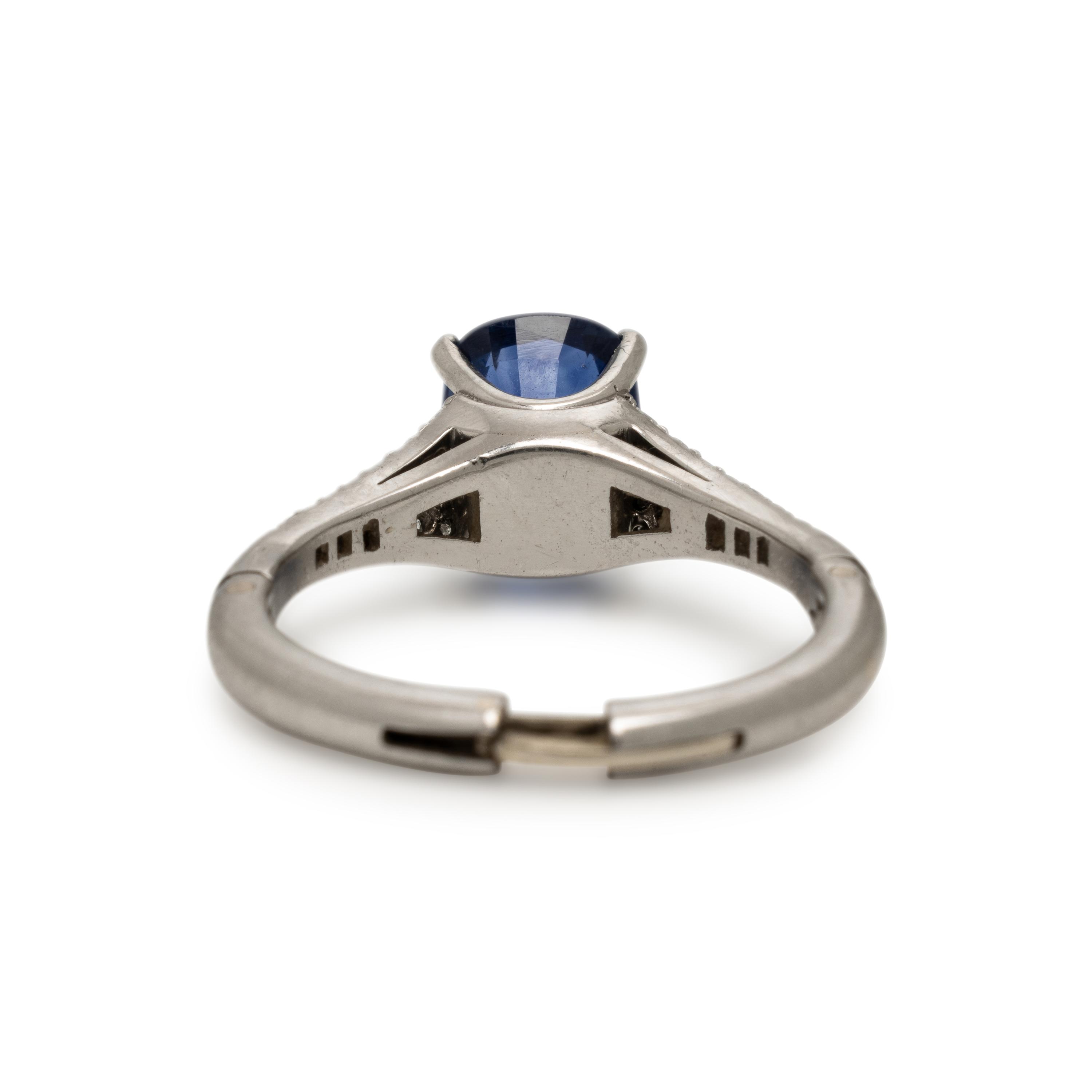 Ceylon Sapphire, Diamond, and Platinum Ring