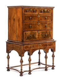 A William and Mary Walnut Chest on Stand