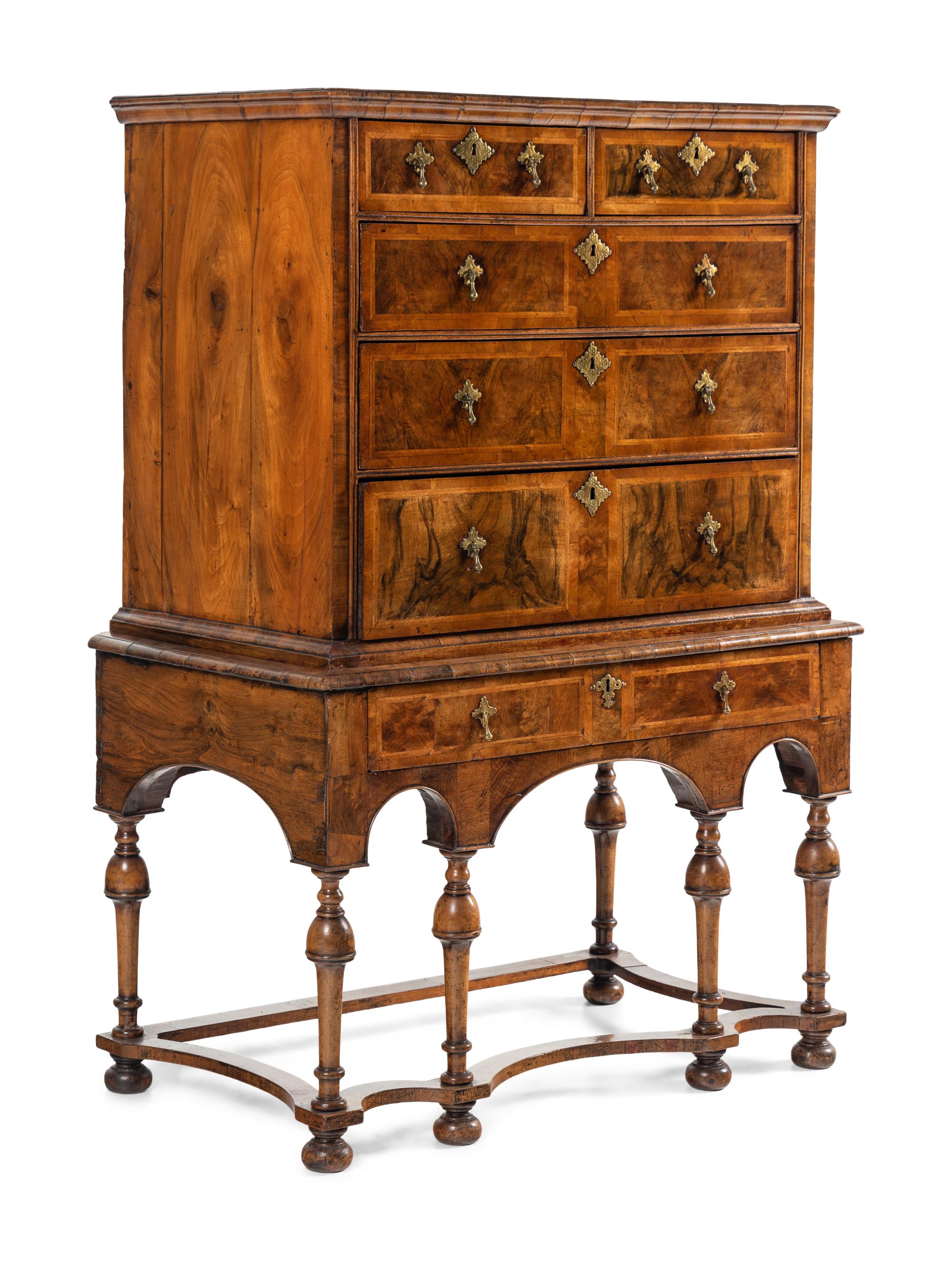 A William and Mary Walnut Chest on Stand