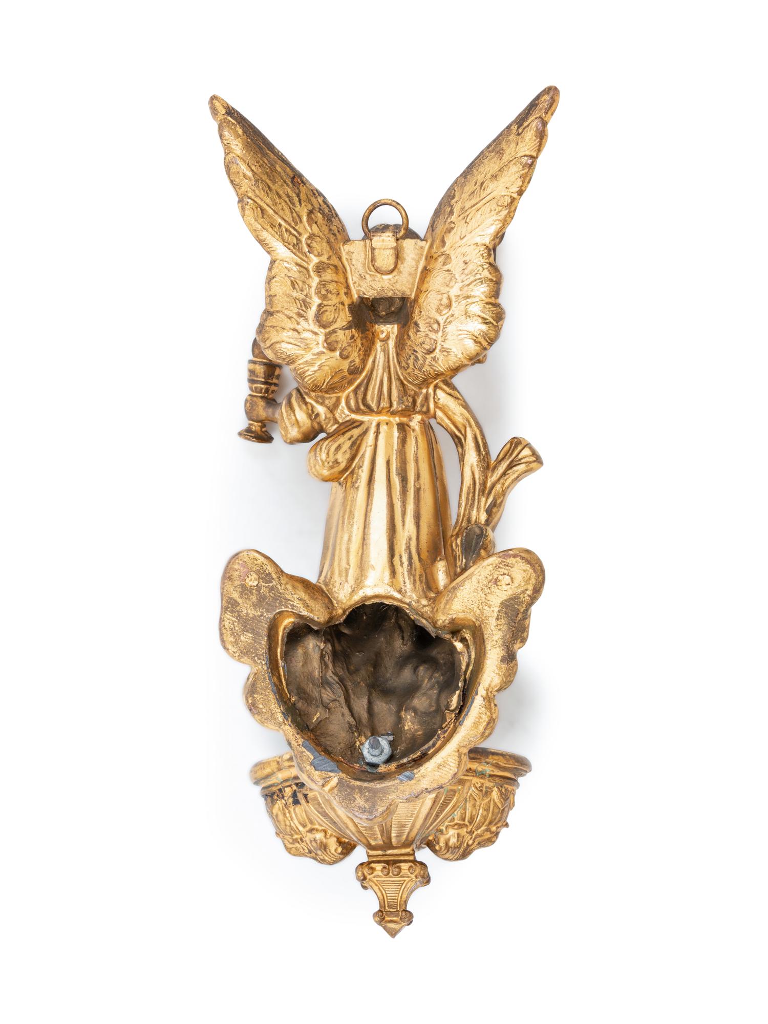 A Continental Gilt Bronze Figural Font
