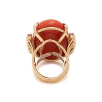 CORAL AND DIAMOND RING