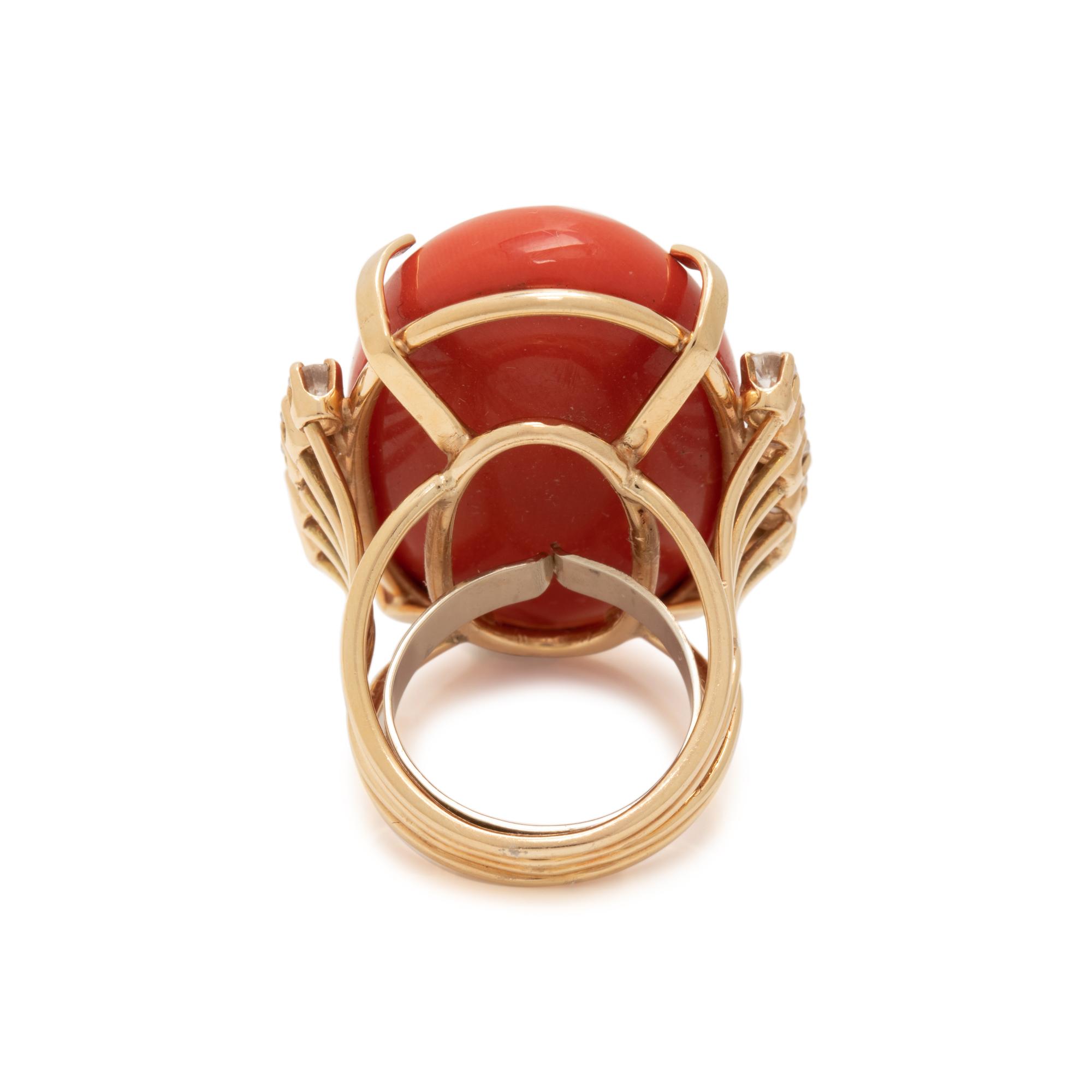 CORAL AND DIAMOND RING