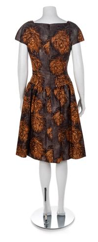 Scaasi Brown Silk Dress wih Matching Jacket, 1960s Size label: 10