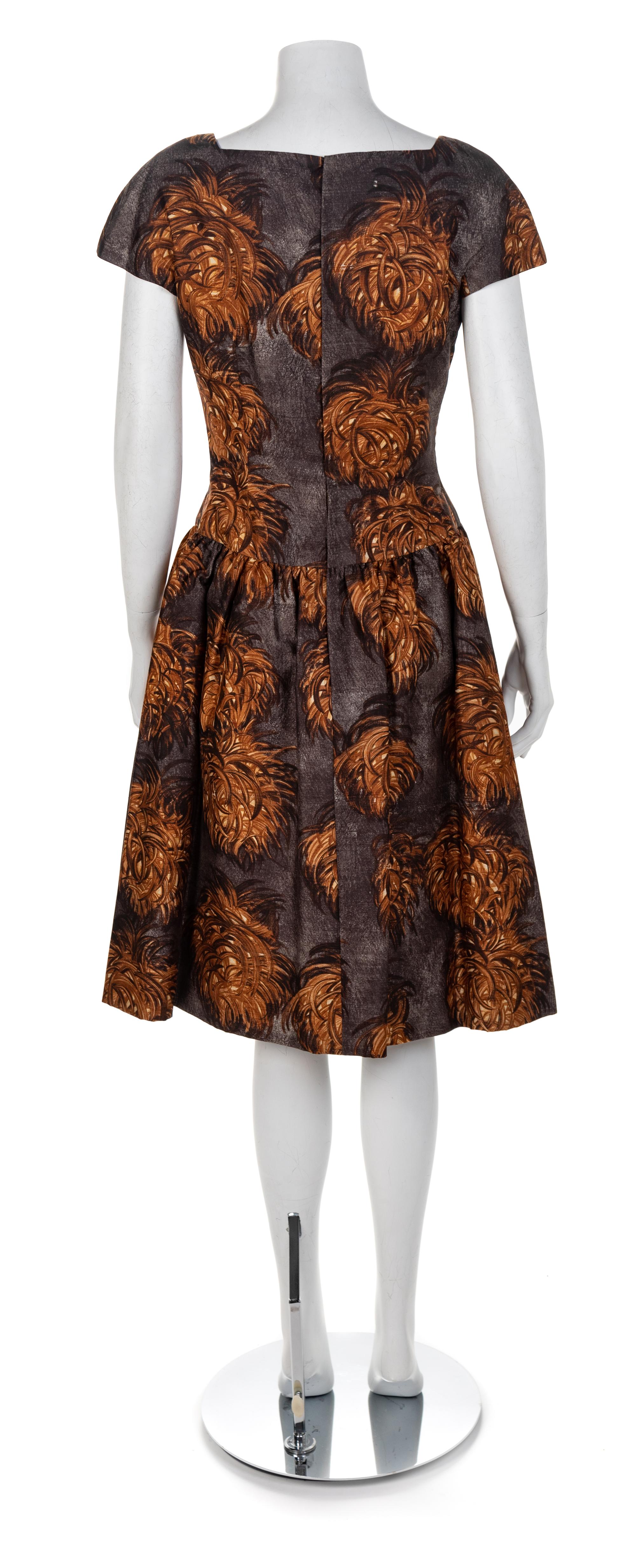 Scaasi Brown Silk Dress wih Matching Jacket, 1960s Size label: 10