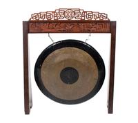 A Chinese Carved Wood Frame and Gong Height 52 1/2 inches.