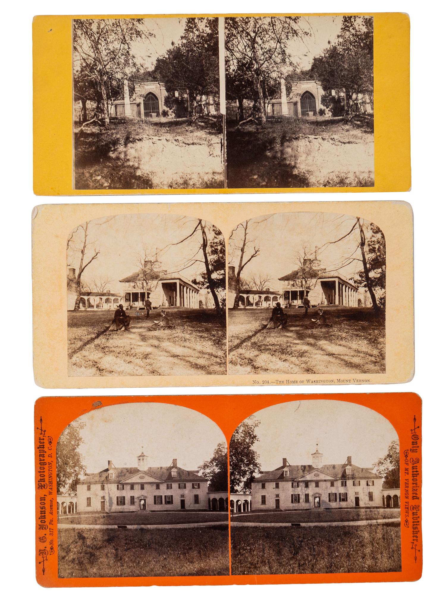[EARLY PHOTOGRAPHY]. A group of approx. 95 stereoviews highlighted by images of US presidents, views in and around Washington, DC and Mount Vernon, and African American and female subjects.