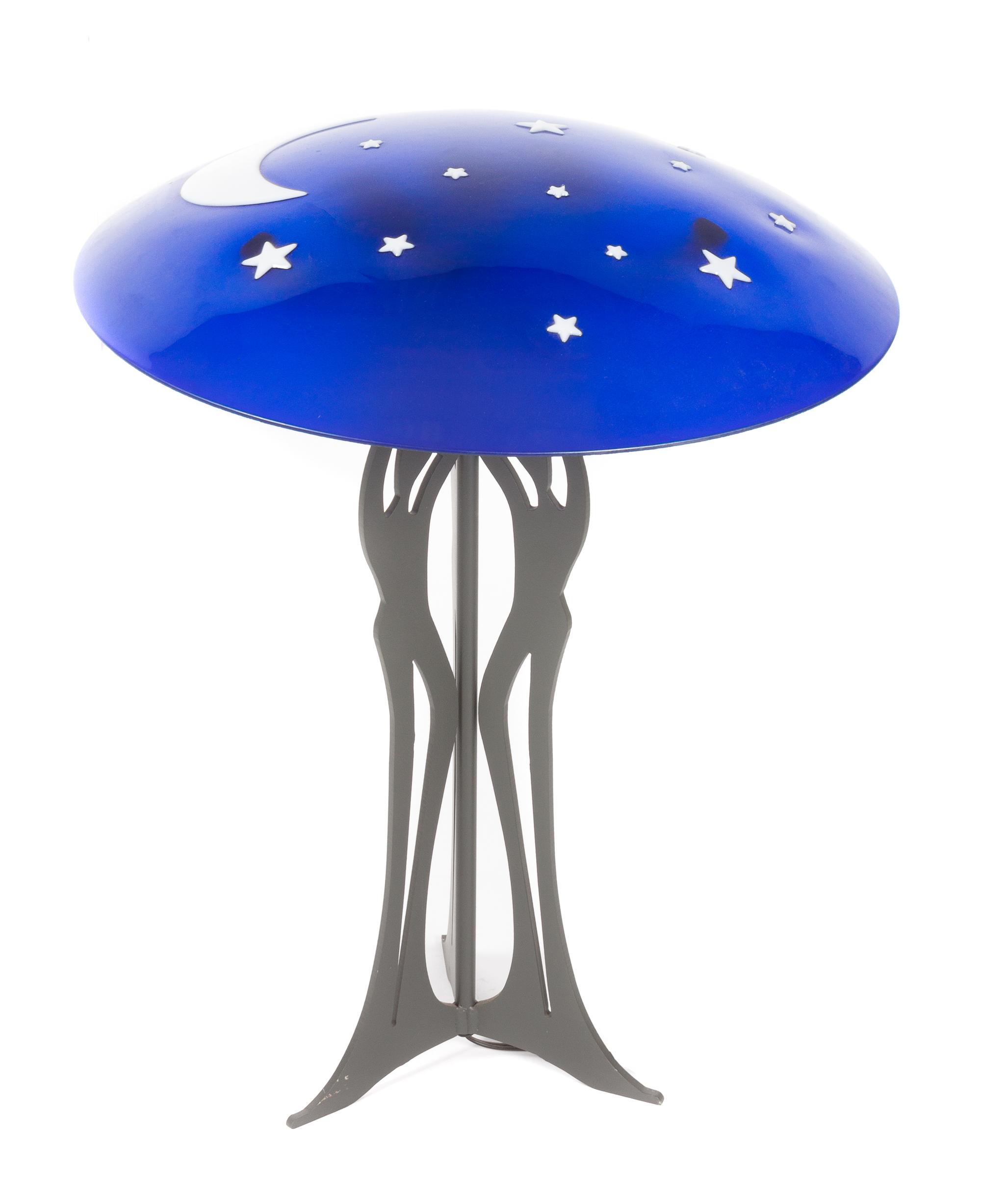 A Contemporary Molded Glass and Cast Metal Table Lamp Height 24 inches.