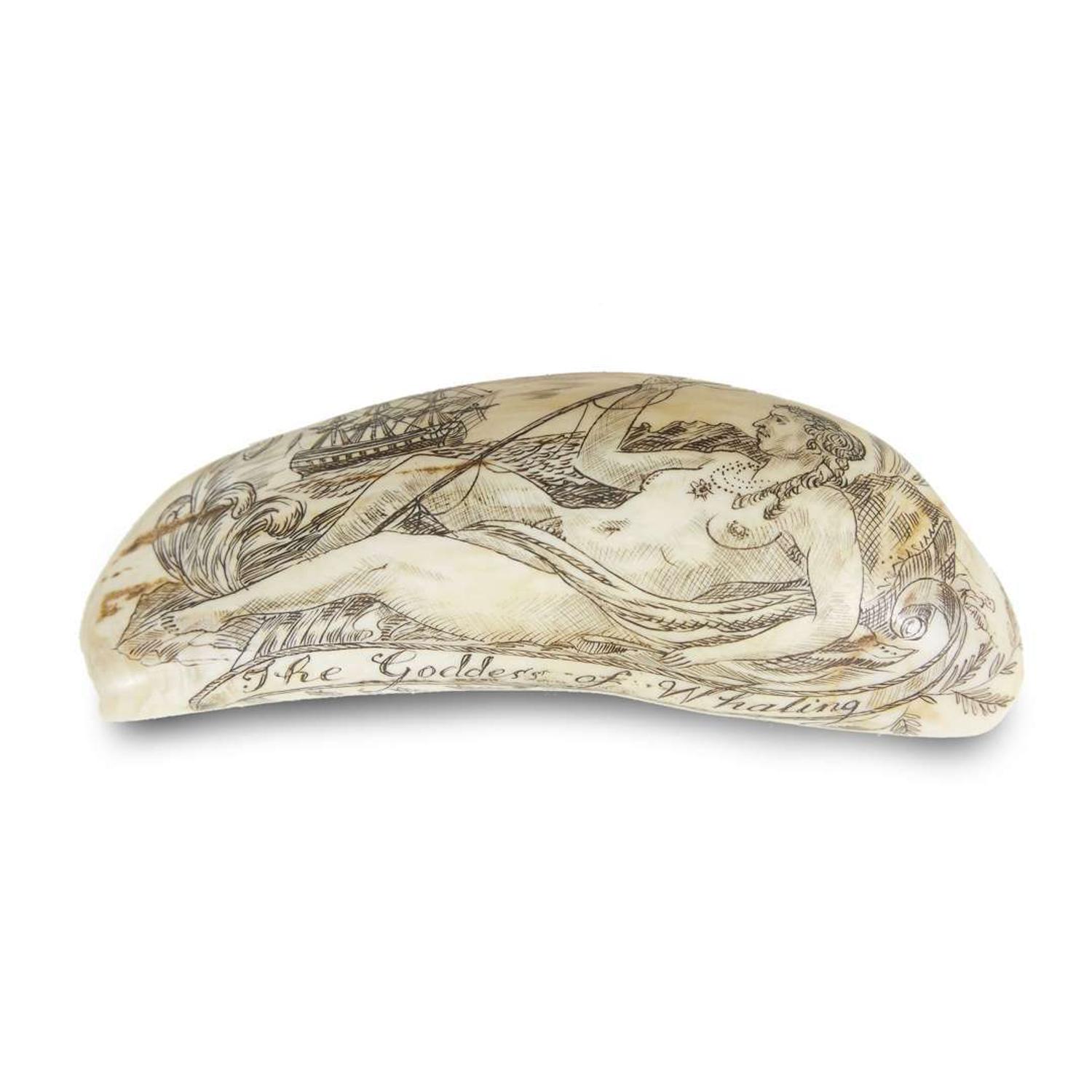 Pair of scrimshaw-decorated whale teeth Charles W. DeMontigny (1885-1957), Massachusetts, early 20th century