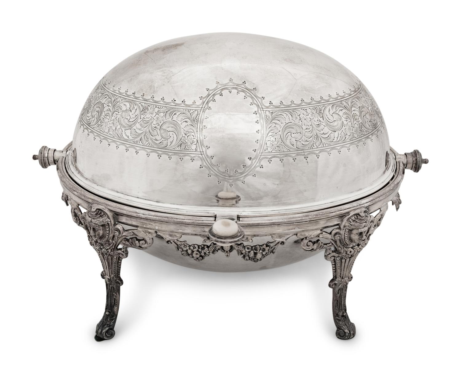 A Group of English Five Silver-Plate Serving Pieces
